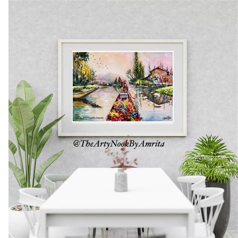 Kashmir Dal Lake Boat Ride Original Watercolor Painting Indian - Etsy