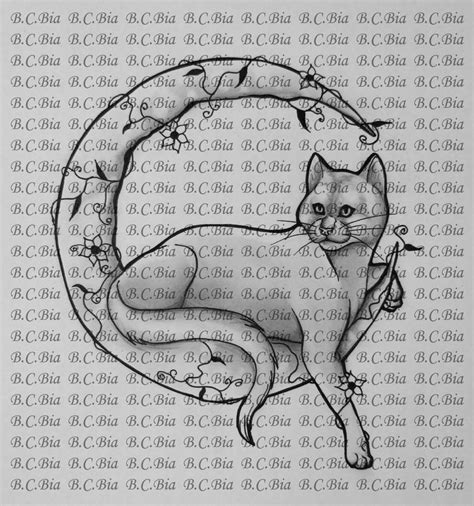 Cat on Moon - Tattoo sketch by BlackCat-Bia on DeviantArt