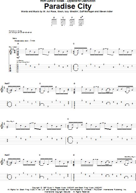 Paradise City - Guitar TAB | zZounds