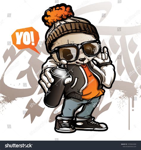 Vector Cute Panda Painting Graffiti On Stock Vector (Royalty Free ...