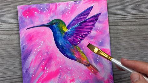 BEAUTIFUL HUMMINGBIRD / Easy Acrylic Painting / How To Step By Step For ...