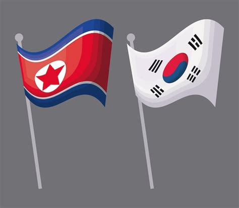 Premium Vector | North korea and south korea flags