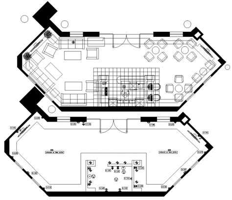 Reception area layout plan drawing in dwg AutoCAD file.