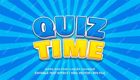 Premium Vector | Quiz time editable text effect template 3d bold glossy ...