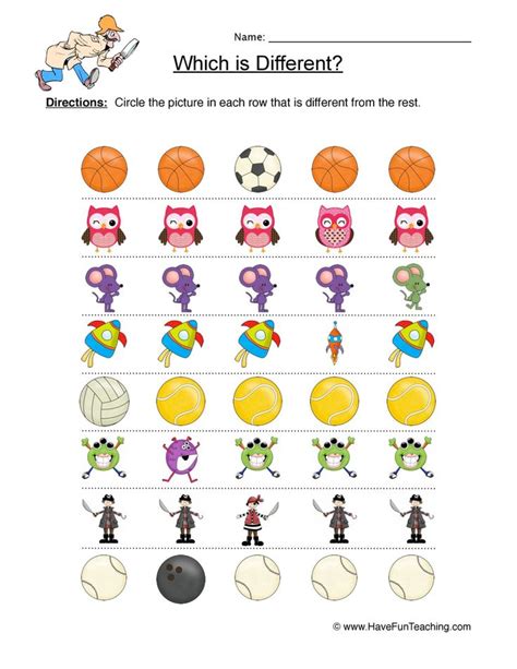 Same Different Sports Worksheet | Have Fun Teaching | Kids learning ...