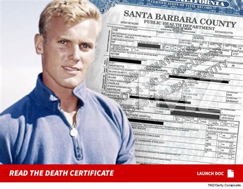 Actor Tab Hunter's Death Certificate Shows He Died From Heart Failure ...