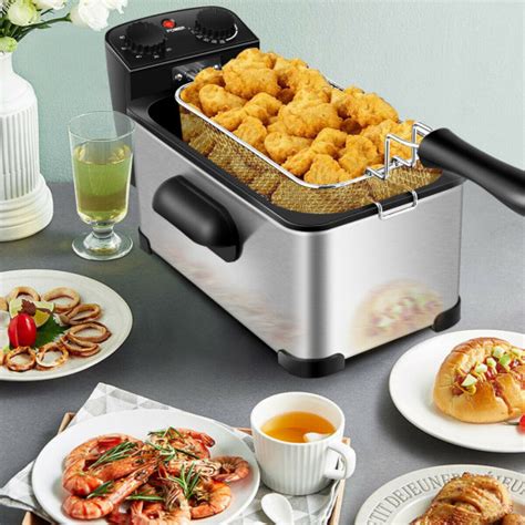 3.2 Quart Electric Stainless Steel Deep Fryer with Timer - Costway