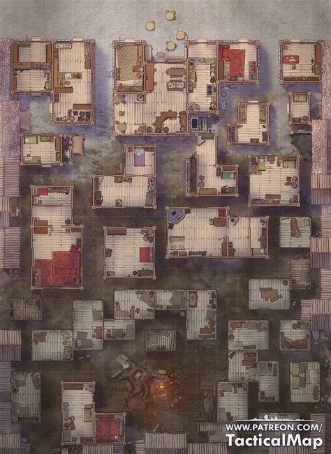 Dark alleys [32x44] | Tactical Master on Patreon | Fantasy city map ...