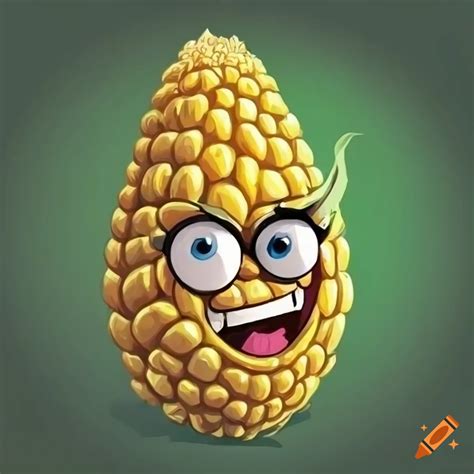 Cartoon corn character for board game card on Craiyon