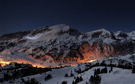 Starry Winter Night in Austrian Village - HD Wallpaper