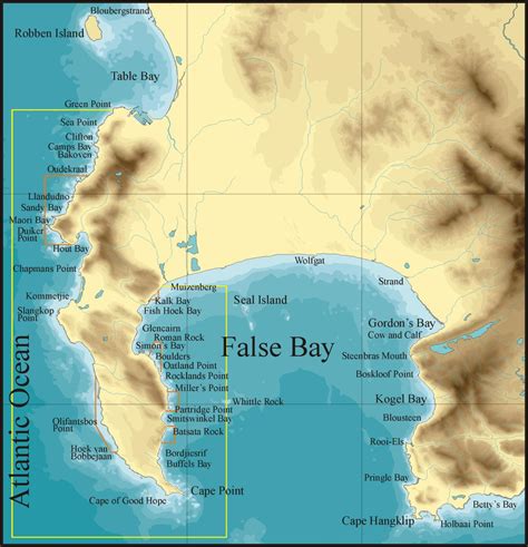 False bay Cape Town map - Map of false bay Cape Town (Western Cape - South Africa)