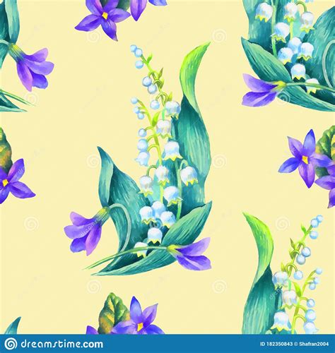 Spring Flowers Watercolor Flowers Seamless Pattern Stock Illustration ...