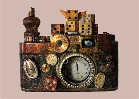 A Snapshot in Time - mixed media assemblage of camera body, watch parts ...