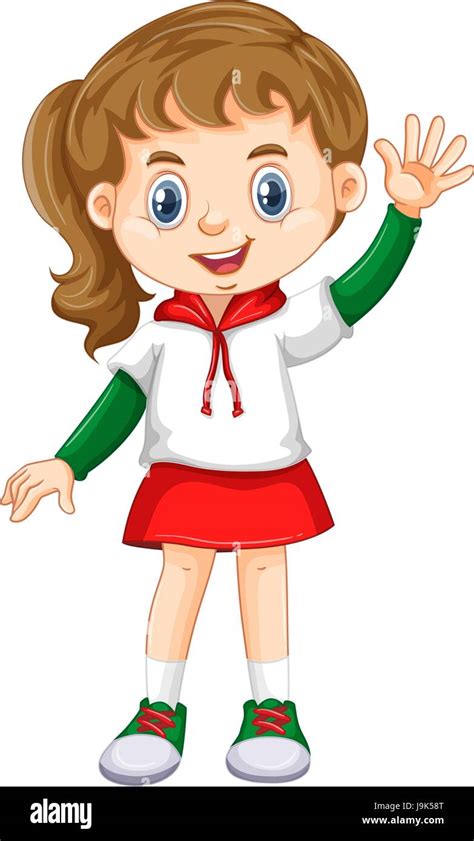 Little girl waving hand illustration Stock Vector Image & Art - Alamy