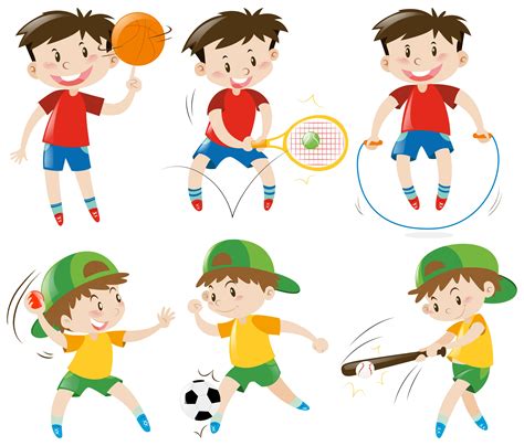 Boys doing different kinds of sports 370598 Vector Art at Vecteezy