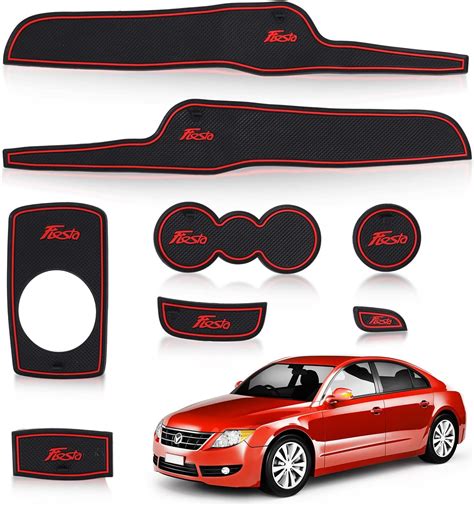 Fiesta Accessories Mats for Cup Holder Ford Fiesta Gate Slot Pads for Fiesta Red Accessories ...