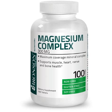 Triple Magnesium Complex Maximum Coverage 300 mg, Non-GMO, Gluten Free and Soy Free, 100 Tablets ...