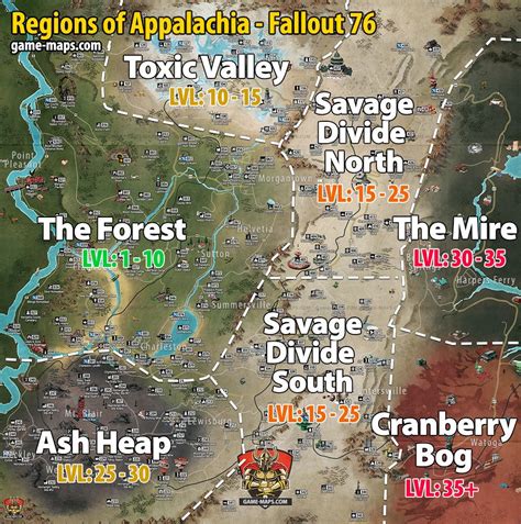 Maps for Fallout 76 Video Game, Walkthrough and Game Guide for Fallout 76. Locations and places ...