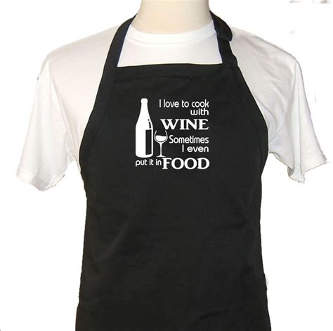 Funny apron I Love to cook with wine even in food mens womens chef full ...