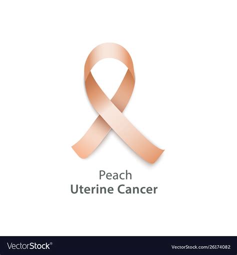 Realistic peach ribbon icon for uterine cancer Vector Image