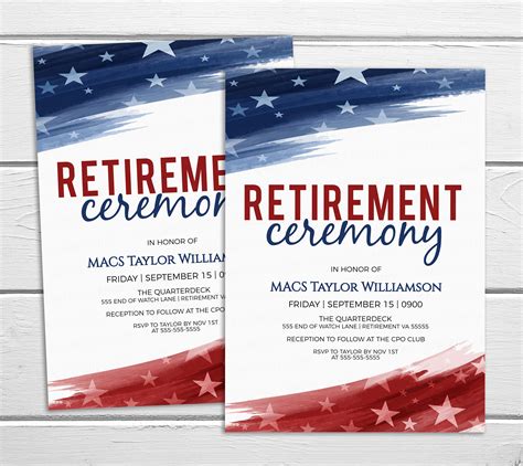 Military Retirement Ceremony Invitation American Flag Invite - Etsy