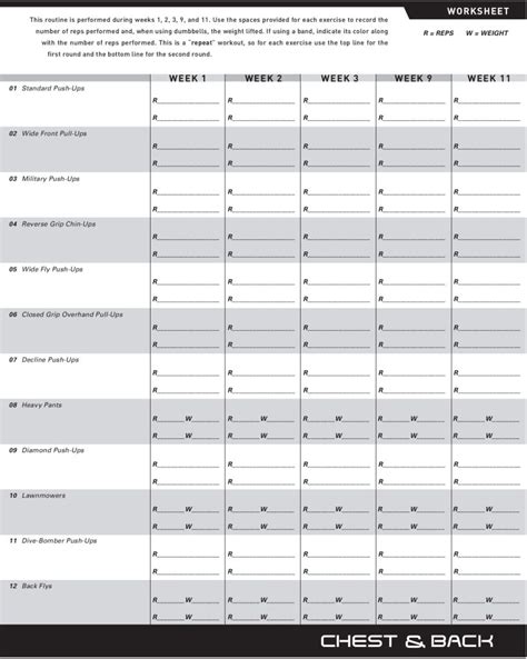 P90X Workout sheets PDF | Free and Printable - JustFit