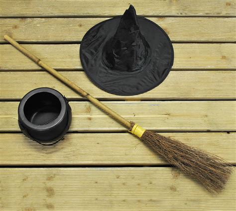 Halloween Witches Broom With Cauldron And Witches Hat By Garden Selections | notonthehighstreet.com