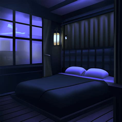 Anime One Bed Kingsize Bedroom in Night · Creative Fabrica