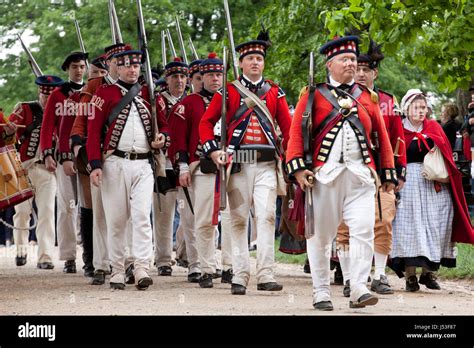 British soldiers during a reenactment of the 18th century Revolutionary ...