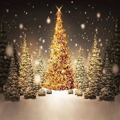 10x10FT Gray Sky Forest Trees Outdoor Glitter Golden Christmas Tree ...