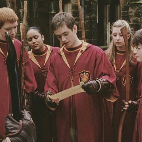 Oliver Wood, George Weasley, Fred Weasley, Angelina Johnson, Alicia Spinnet, Katie Bell, and ...