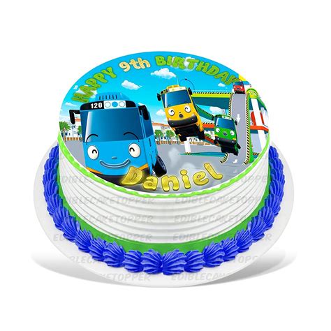 Buy Tayo the Little Bus Edible Cake Topper Image Personalized Birthday Sheet Party Decoration ...