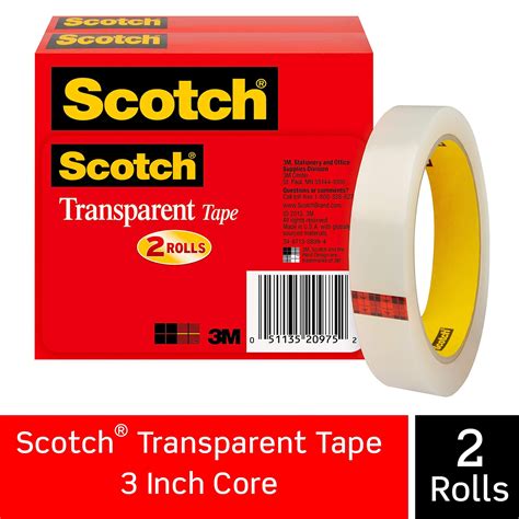 Scotch Brand Transparent Tape, Engineered for Office and Home Use, 3/4 ...