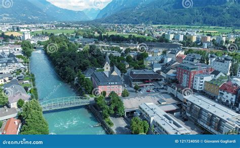 LIENZ, AUSTRIA - JULY 13, 2018: Aerial View of Beautiful City an Stock ...