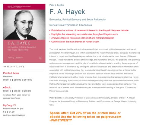 F. A. Hayek: Economics, Political Economy and Social Philosophy -- the ...