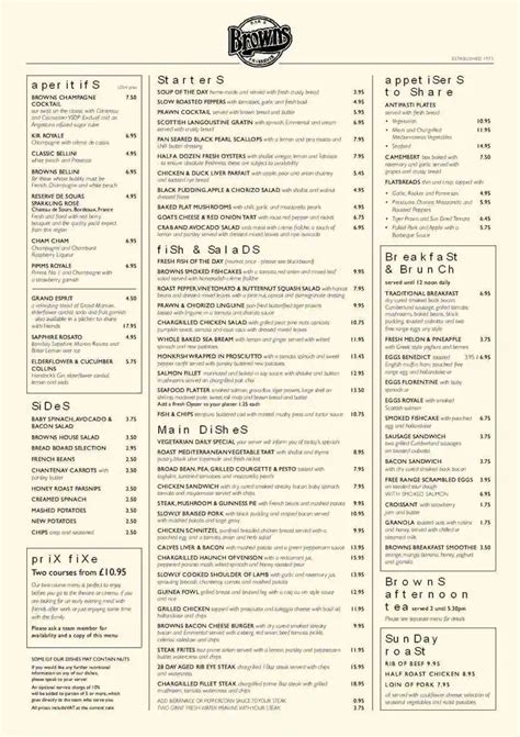 Browns - Restaurant & Bar Menu - Zomato UK