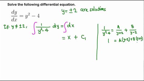 Separable differential equations example 8/11 - YouTube