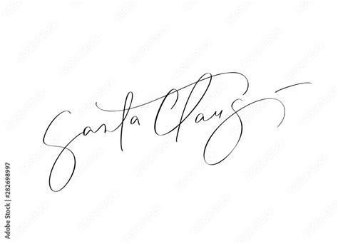 Santa Claus vector signature Calligraphic Christmas text. Lettering ...