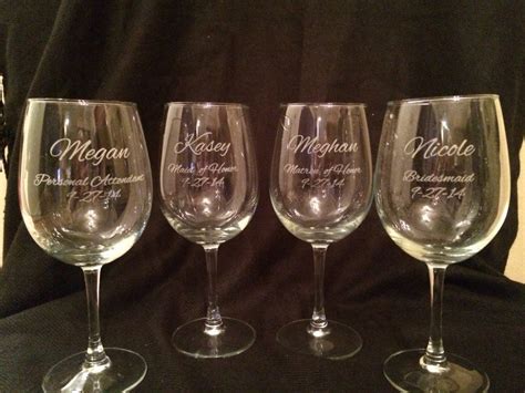 SET OF FIVE Personalized Wine Glasses