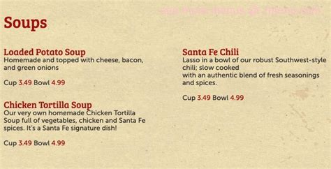 Menu at Santa Fe Cattle Co steakhouse, Troy