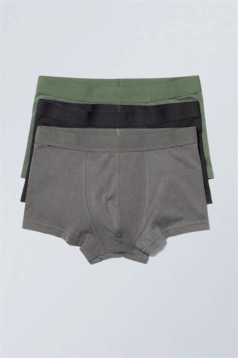 WEEKDAY 3-Pack Boxer Trunks in Green Black Mole | Endource