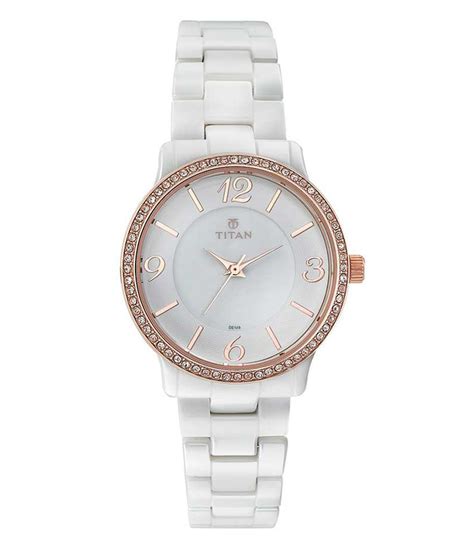 TITAN Ladies Ceramic White-Rose Gold Watch (95017Kc01) Price in India: Buy TITAN Ladies Ceramic ...