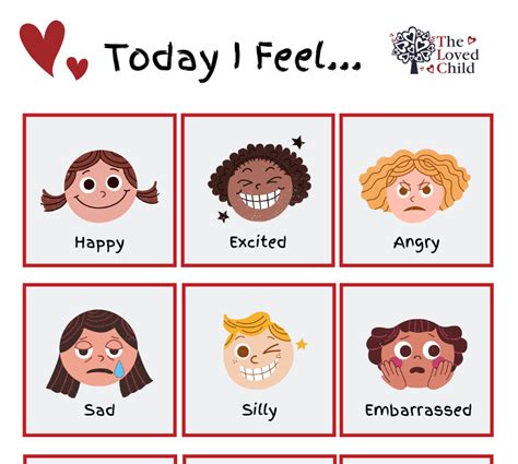 Feelings Chart For Kindergarten