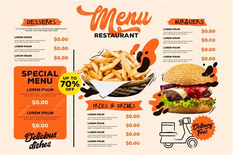 Premium Vector | Digital restaurant menu horizontal format template ...