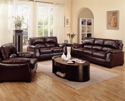 Rich Brown Leather Match Contemporary Living Room Sofa w/Options