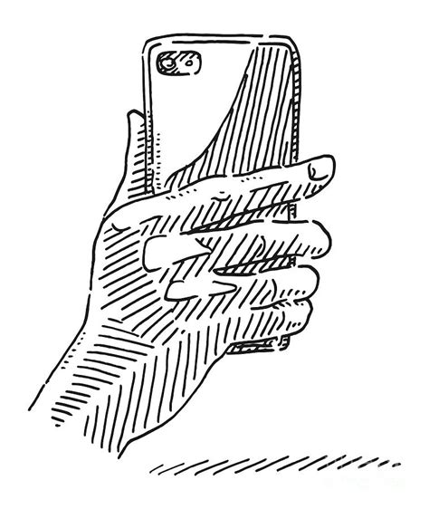 Hand Holding Smart Phone Taking A Photo Drawing Drawing by Frank ...