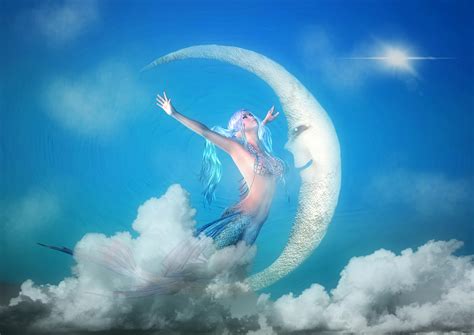 Blue Mermaid Jumping at the Moon 3d Model image - Free stock photo ...