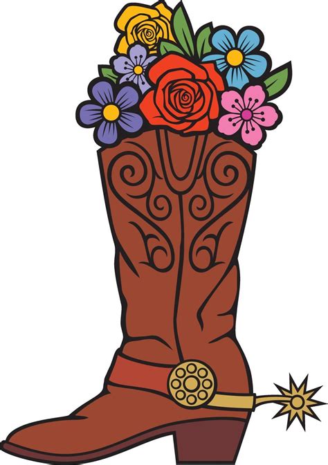 Cowboy boots with flowers vector illustration 2219510 Vector Art at Vecteezy