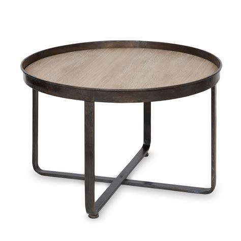 Kate and Laurel Zabel Modern Farmhouse Round Coffee Table with Black Wrought-Iron Criss Cross ...