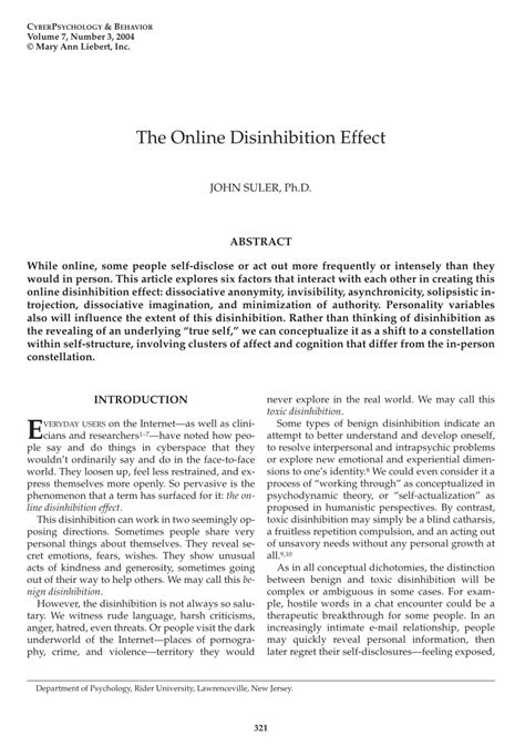 (PDF) The Online Disinhibition Effect